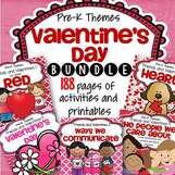 Discounted bundle of 5 Valentine's Day preschool curriculum theme packs.