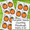 Pumpkin seeds counting play dough mats