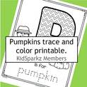 P is for Pumpkin trace and color printable