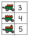 Pumpkins in wheelbarrows counting and matching to numbers 0-10.