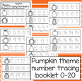 Pumpkin number tracing booklet or center, 0-20