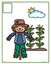 Harvest theme math mats - count sets of crows on scarecrow background.