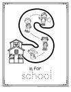 S is for SCHOOL trace and color printable