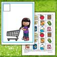 Supermarket theme math mats - count groceries into the shopping cart. 