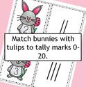 Set of spring bunny cards, numbered from 0-20, and a set of tally marks, from 0-20.