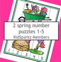 Spring number puzzles 1-5.  Print 2 copies, cut one copy into strips and match to the other. 