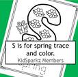 Spring tracing and coloring - letter S for spring.