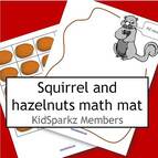 Squirrels math mats preschool printables