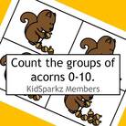 Counting acorns 0-10. Place in ascending or descending order.