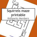 Squirrels maze preschool printable