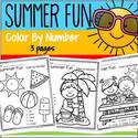 3 summer theme color by number printables.