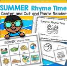 Summer rhyming words center, plus a cut and paste reader.