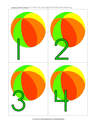 Summer theme flashcards - beach balls. 1 to 20.