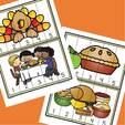 4  5-piece number puzzles for Thanksgiving. 