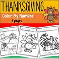 3 Thanksgiving color by number printables.