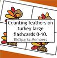Turkey feathers large counting flashcards 0-10. 