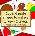 Thanksgiving printable - cut and paste turkey in color and b/w.