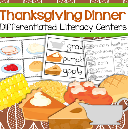 Thanksgiving dinner hands-on literacy centers for preschool