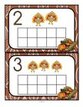Fill the Thanksgiving turkey themed 10-frames with manipulatives such as pom poms, counters or playdough. Recognize numbers and count sets 0-10.