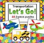 25 3-piece puzzles with a transportation theme.