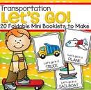 Set of 20 transportation theme foldable booklets - each booklet is on one page