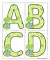 Turtle theme large alphabet flashcards, 4 to a page.