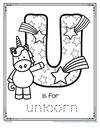 U is for unicorn trace and color printable