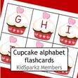 Valentine's Day cupcakes flashcards - full alphabet.