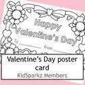 Valentine's Day poster to color and decorate with collage materials.