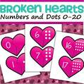 Broken hearts numbers and dots matching 0-20.