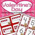 Winter 10 frames and numbers matching, sequencing flashcards to 20 for Valentine's Day.