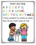 Tape poster beside sink - children sing complete ABC song while washing hands. Color and b-w.