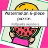 Watermelons preschool theme 6 piece puzzle.