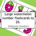 Watermelons theme large number flashcards - 0-20