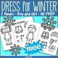 Color, cut and paste to dress a boy and a girl for winter. 