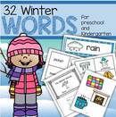 16 words associated with the winter season – recognizing the pictures, learning the vocabulary, and linking the pictures with the spoken and written words.