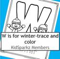 W is for winter trace and color printable
