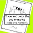 Trace and color the zoo entrance. Add some animals. 