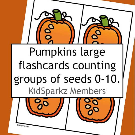 Pumpkin seeds counting 0-10.  Arrange ascending and descending. Print 2 copies for matching activities.