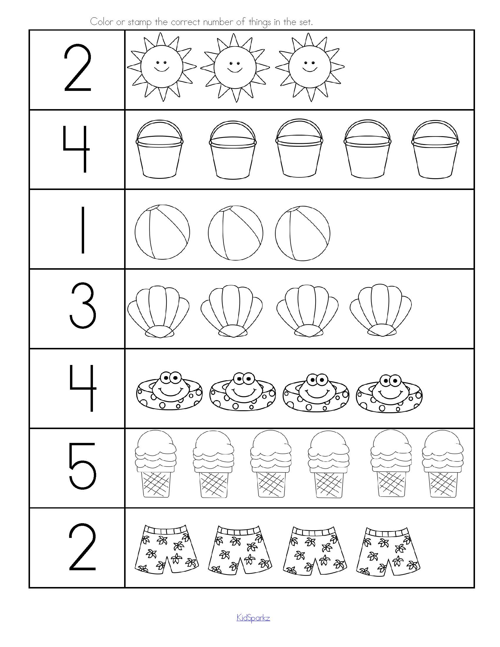 SUMMER Printables Pack - 63 Number Math Hands-On Activity Pages b/w ...