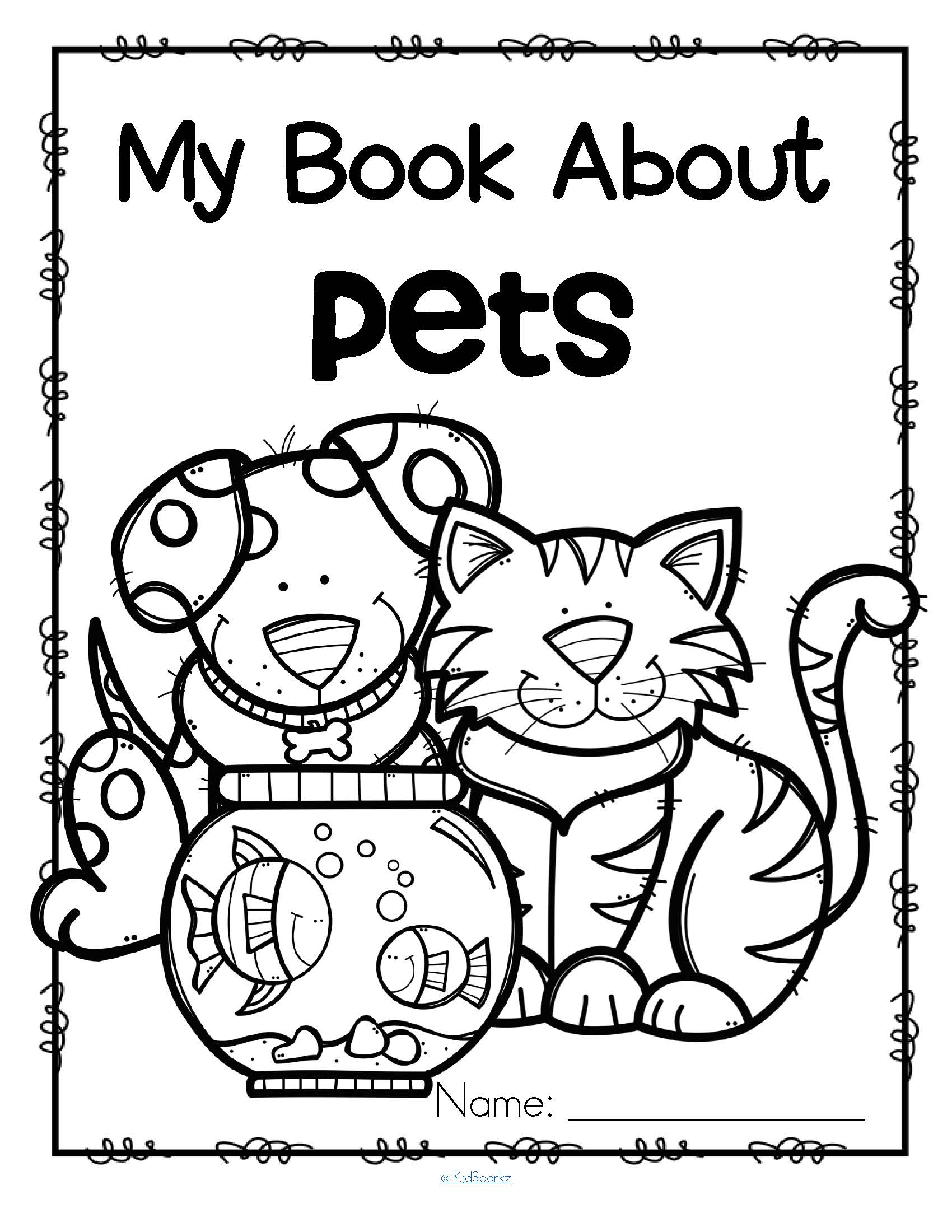 Pets Activity Printables for Preschool Read, Color and Draw Make a Book