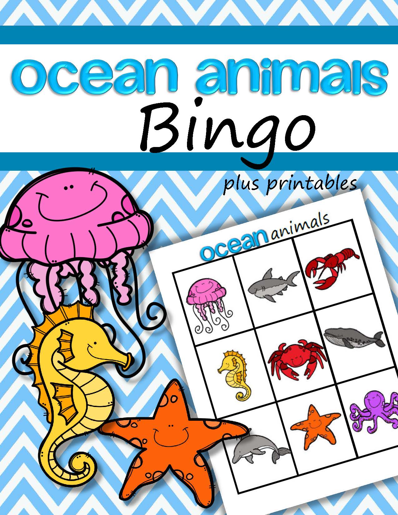 Ocean Animals Bingo game for preschool