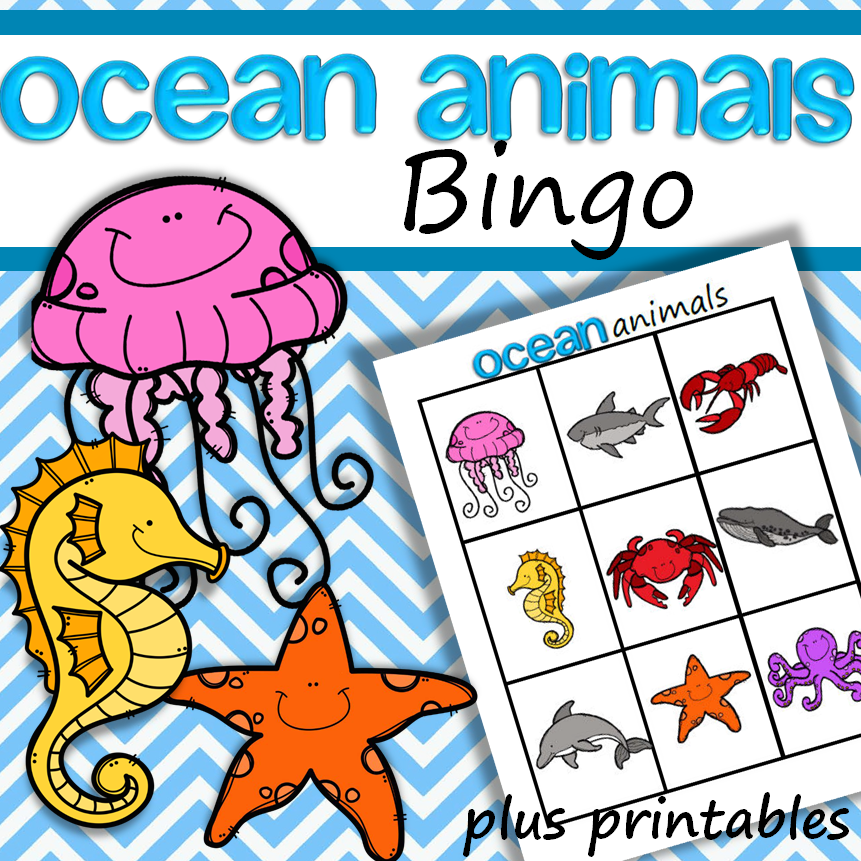 Ocean Animals Bingo game for preschool