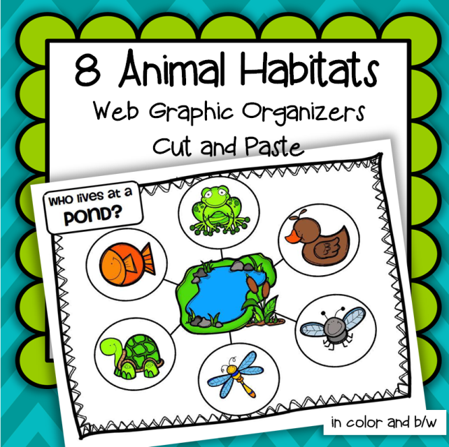Animals Habitats Web Graphic Organizers Cut and Paste