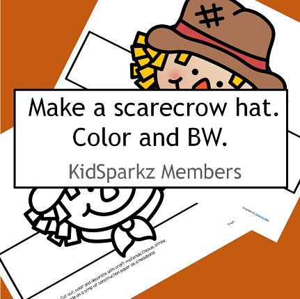 Scarecrow face hat/headband in color and b/w.