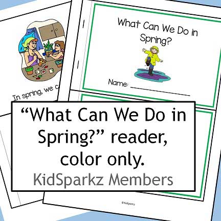 Spring theme emergent reader, 10 reader pages. 