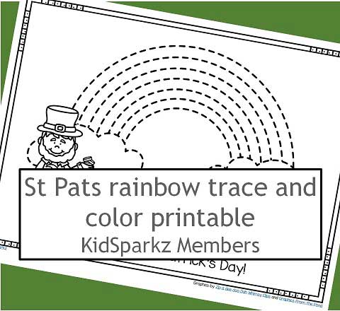 St. Patrick's Day trace and color the rainbow printable. 