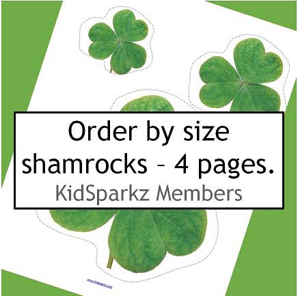 Shamrocks order by size preschool activity.