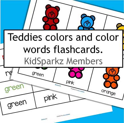 Teddy bear colors flashcards