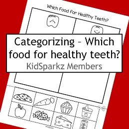 Dental health categorizing activity - which food should we eat to keep our teeth healthy?